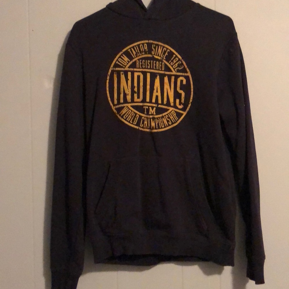 Navy blue and mustard yellow hoodie
